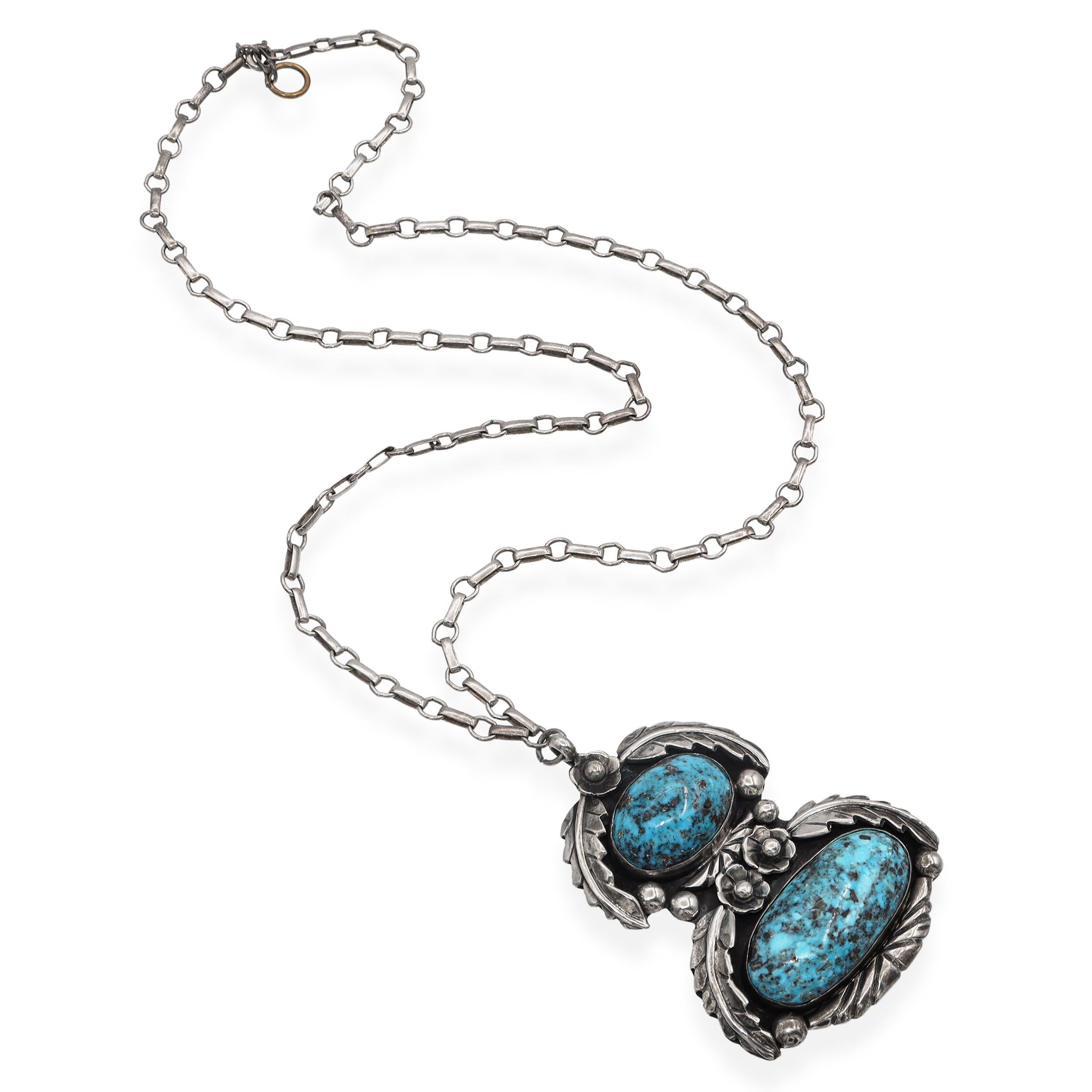 da uomo o donna Collana con ciondolo in turchese d'epoca Navajo Tom Willetto in argento sterling in vendita