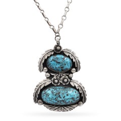 Collana con ciondolo in turchese d'epoca Navajo Tom Willetto in argento sterling