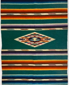 Vintage Mexican Saltillo Serape Blanket Rug