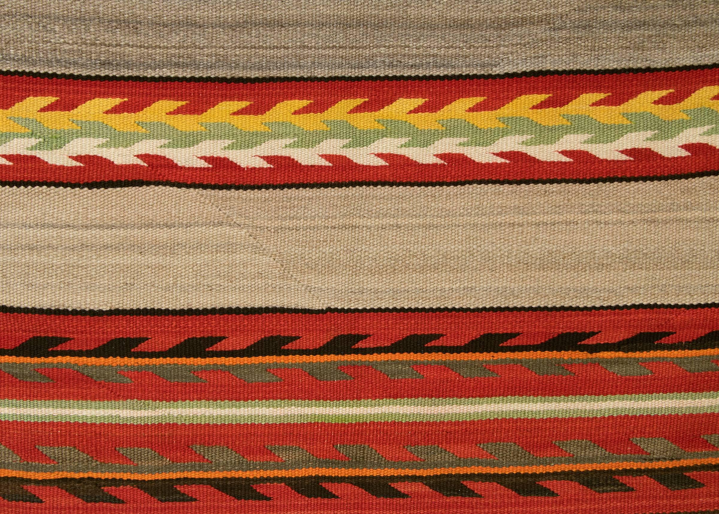 Native American Vintage Navajo Transitional Blanket, 19th Century Banded Design