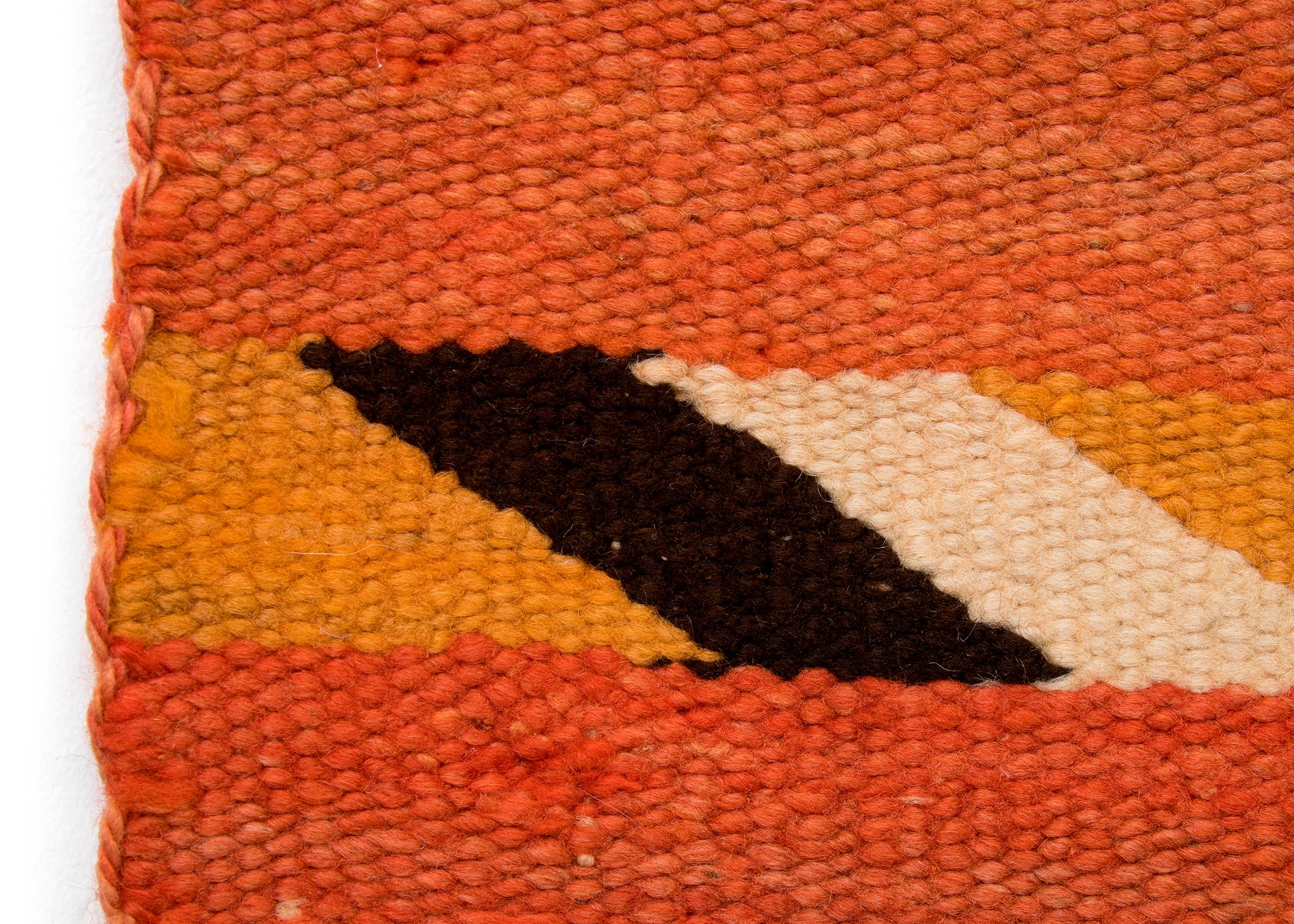 Woven Vintage Navajo Transitional Blanket, Circa 1880, 19th Century, Red Orange Black