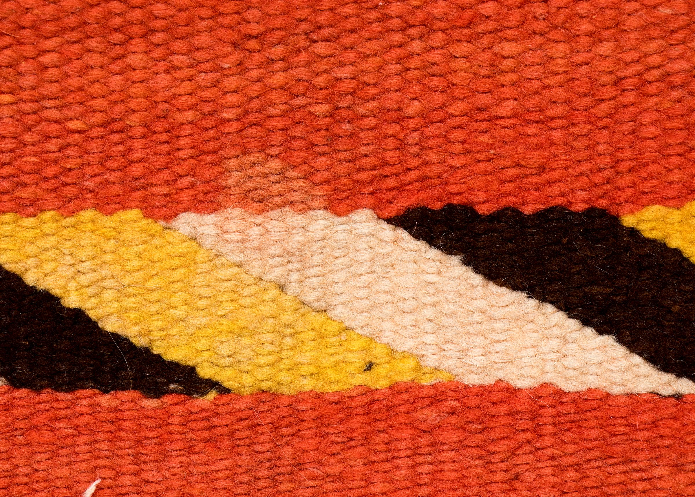 Vintage Navajo Transitional Blanket, Circa 1880, 19th Century, Red Orange Black In Good Condition In Denver, CO