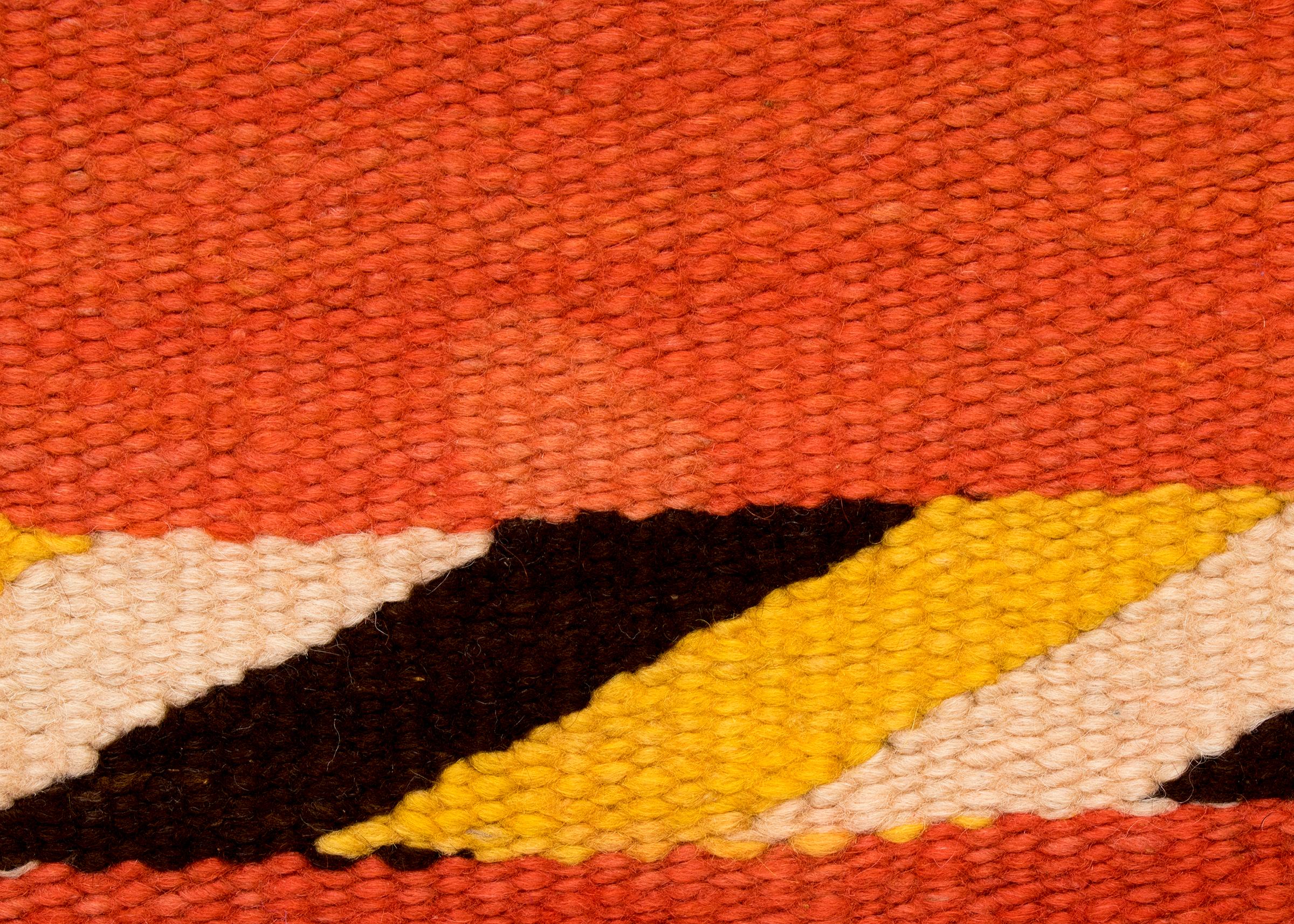 Wool Vintage Navajo Transitional Blanket, Circa 1880, 19th Century, Red Orange Black