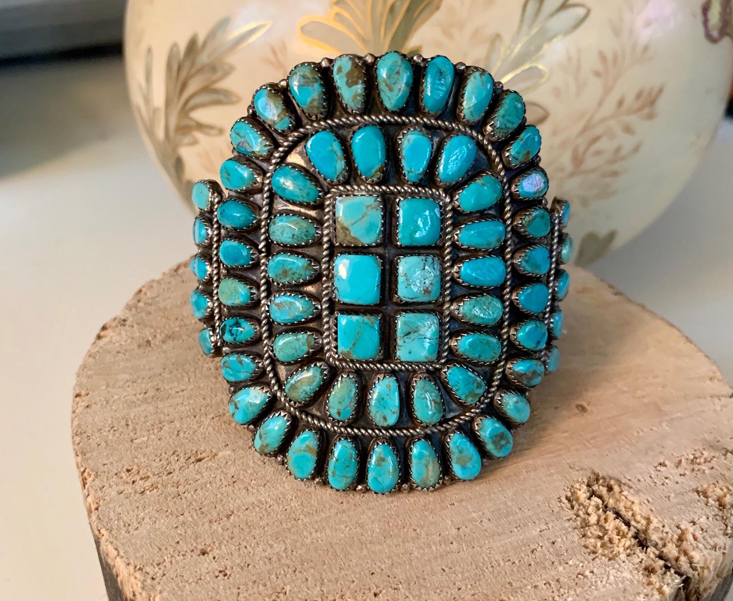 Vintage Native American Turquoise and Silver Cuff/Bracelet 2