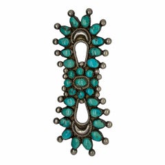 Vintage Navajo Turquoise Cluster Sterling Silver Brooch