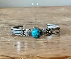 Vintage Navajo Turquoise Sterling Silver Cuff