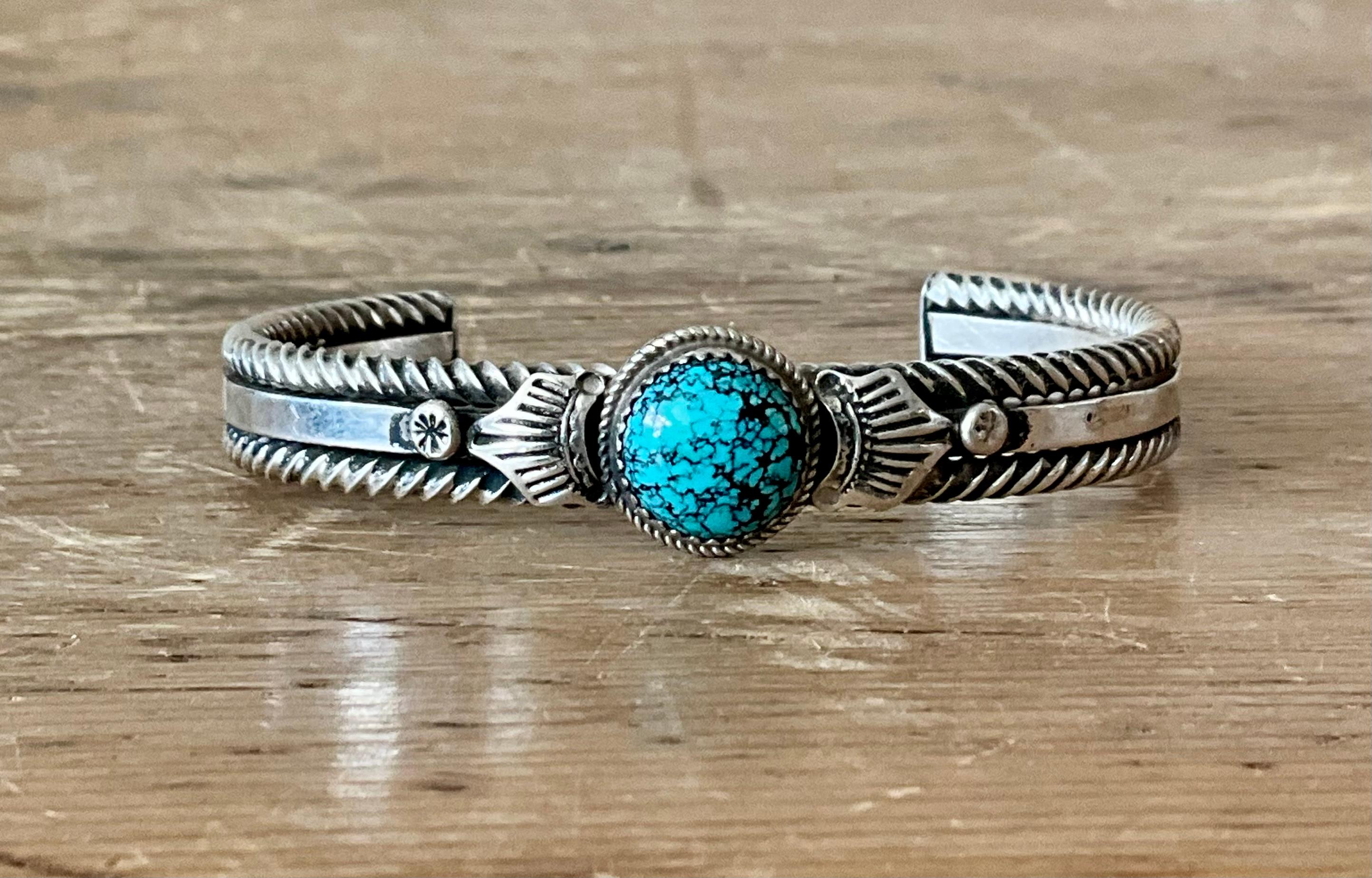 da uomo o donna Polsino vintage in turchese Navajo in argento sterling in vendita