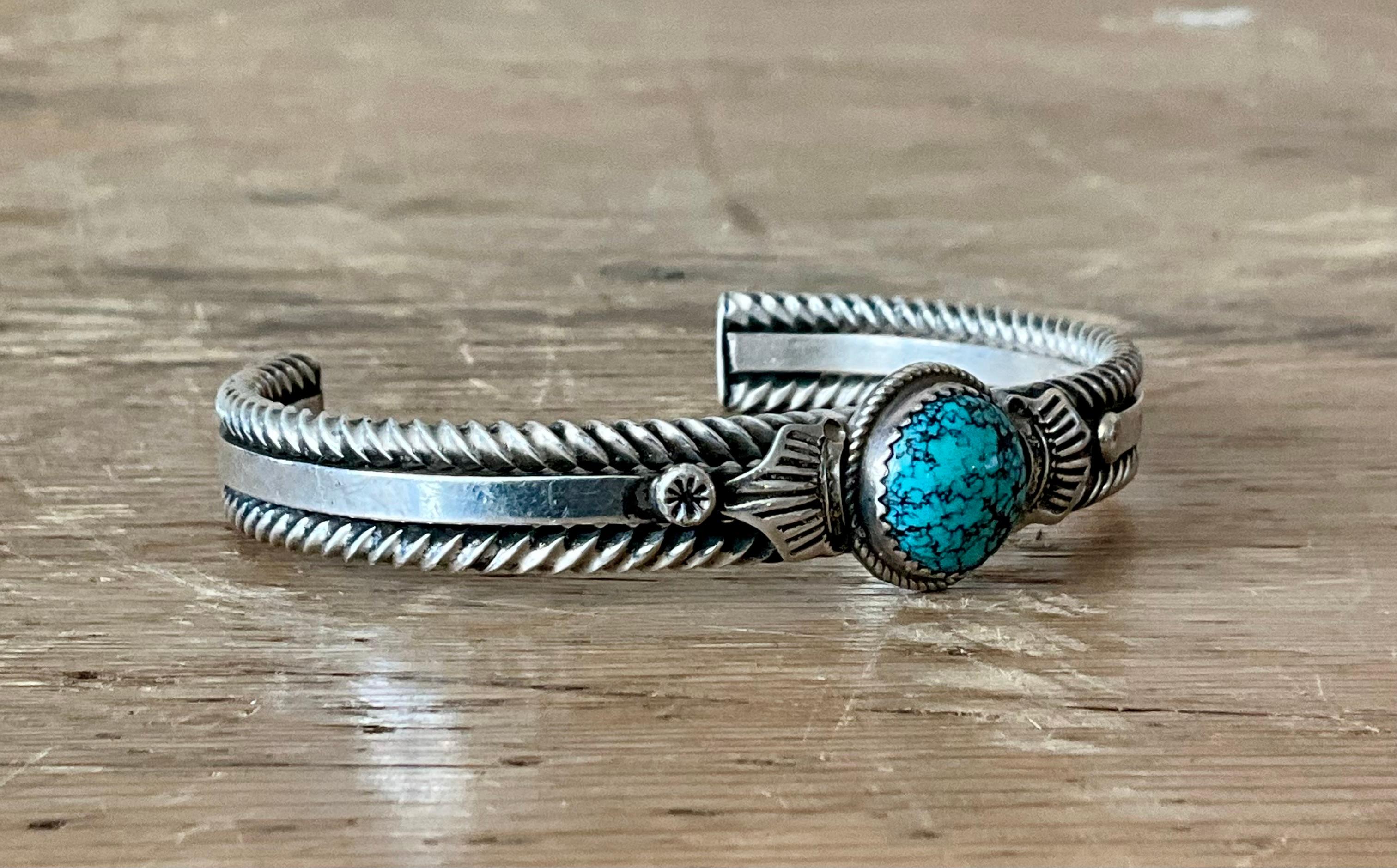 Polsino vintage in turchese Navajo in argento sterling in vendita 1