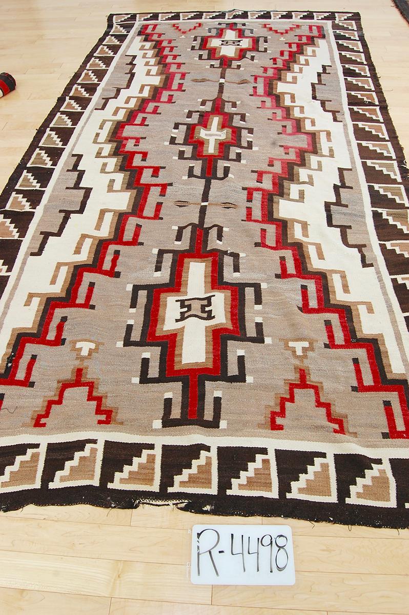 Vintage Large Navajo Area Rug, Southwestern Red, Brown, White, Gray, circa 1930s In Good Condition For Sale In Denver, CO