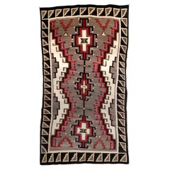 Vintage Navajo Wool with Aniline Dyes, Red, Brown, White, Grey, circa 1930s