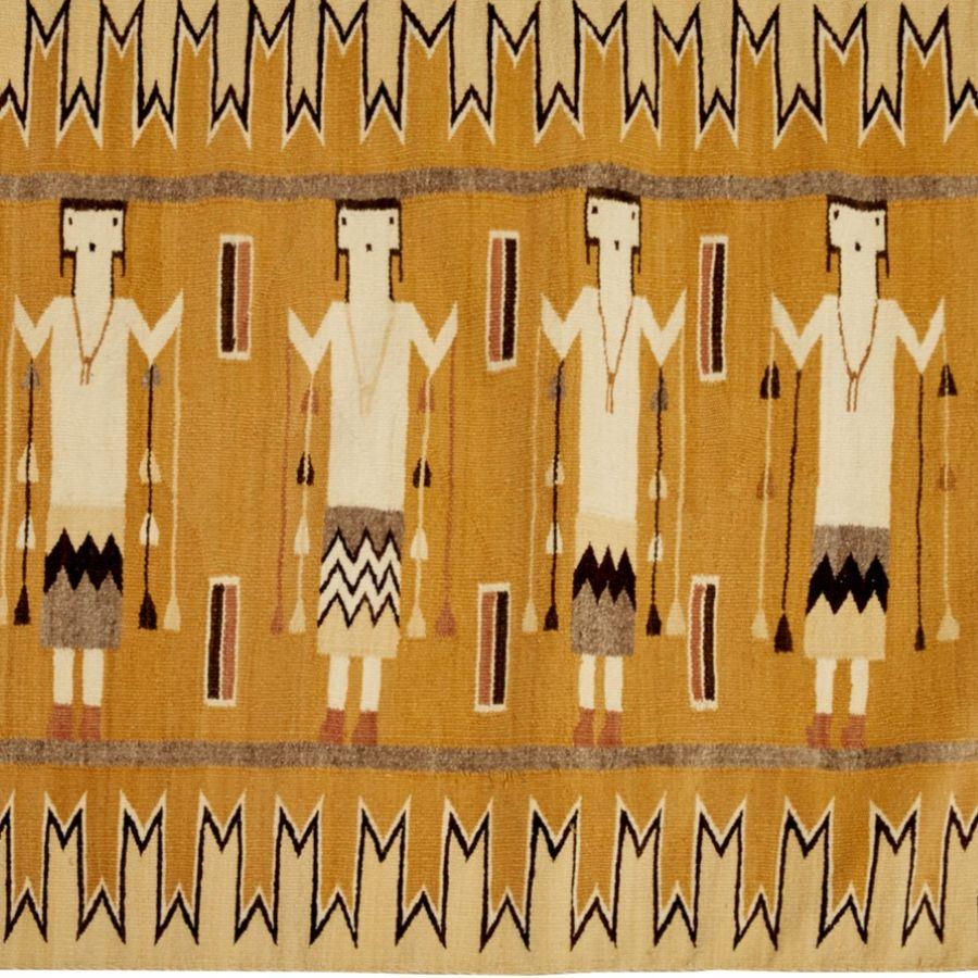 Native American Vintage Navajo Yei Handwoven Wool Rug, American Southwest, 20th Century For Sale
