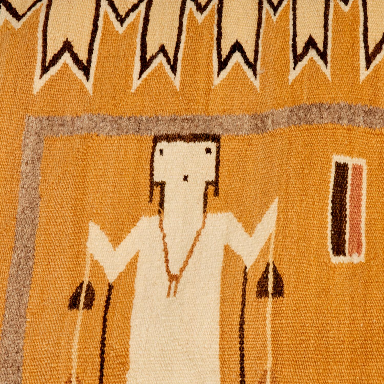 Hand-Woven Vintage Navajo Yei Handwoven Wool Rug, American Southwest, 20th Century For Sale