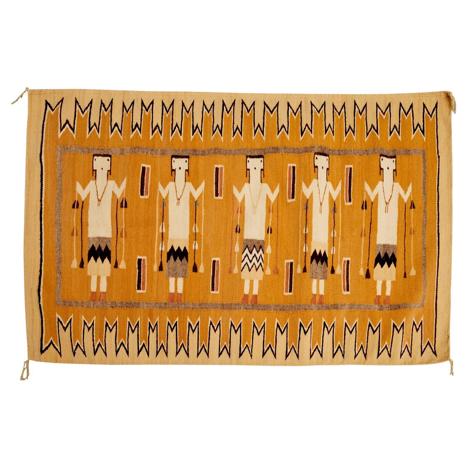 Vintage Navajo Yei Handwoven Wool Rug, American Southwest, 20th Century For Sale