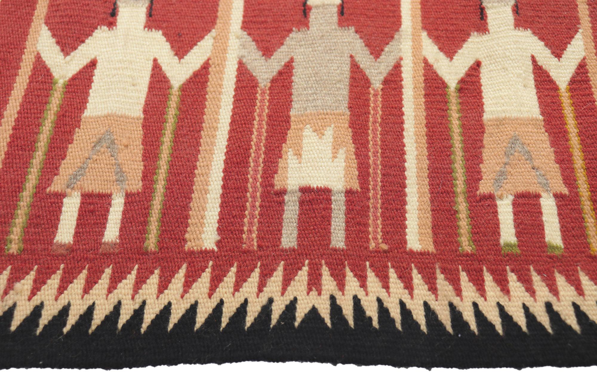 Hand-Woven Vintage Navajo Yeibichai Rug For Sale