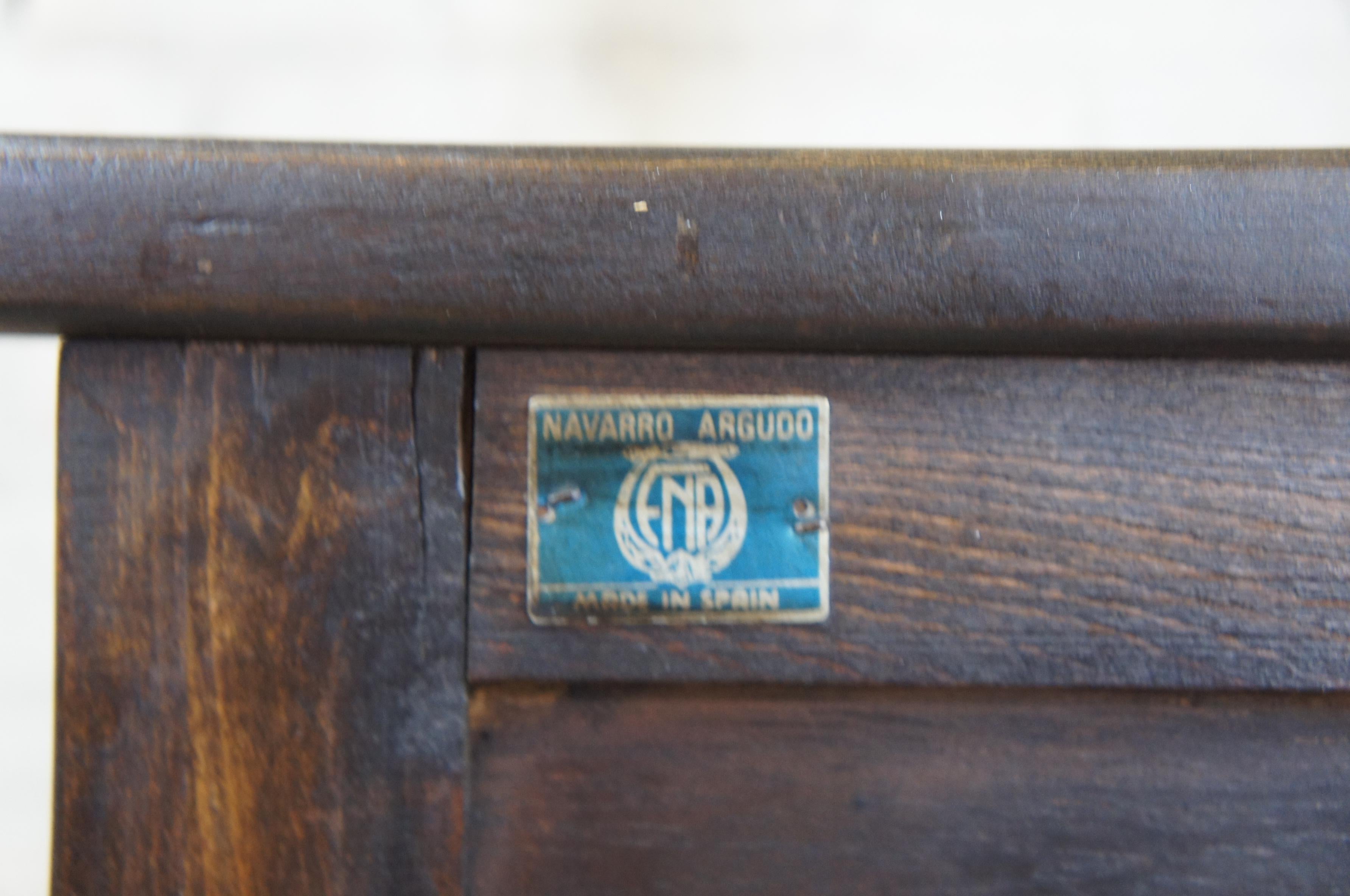20th Century Vintage Navarro Argudo Solid Oak Spanish Console Hall or Side Table Jacobean