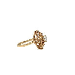 Vintage Navette Bypass Diamond Ring 14K Yellow Gold