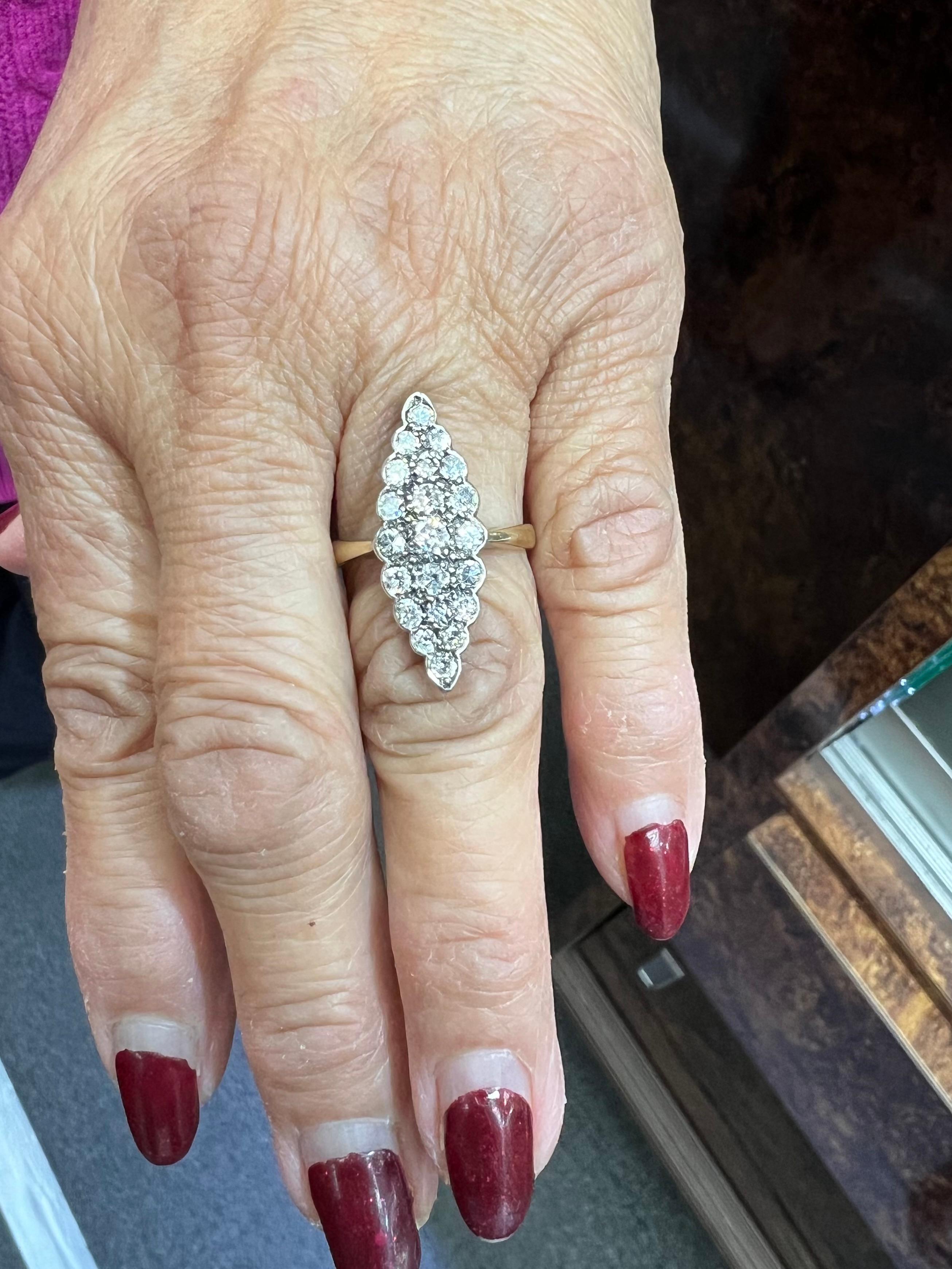 Vintage Navette Diamond Cluster Ring 1