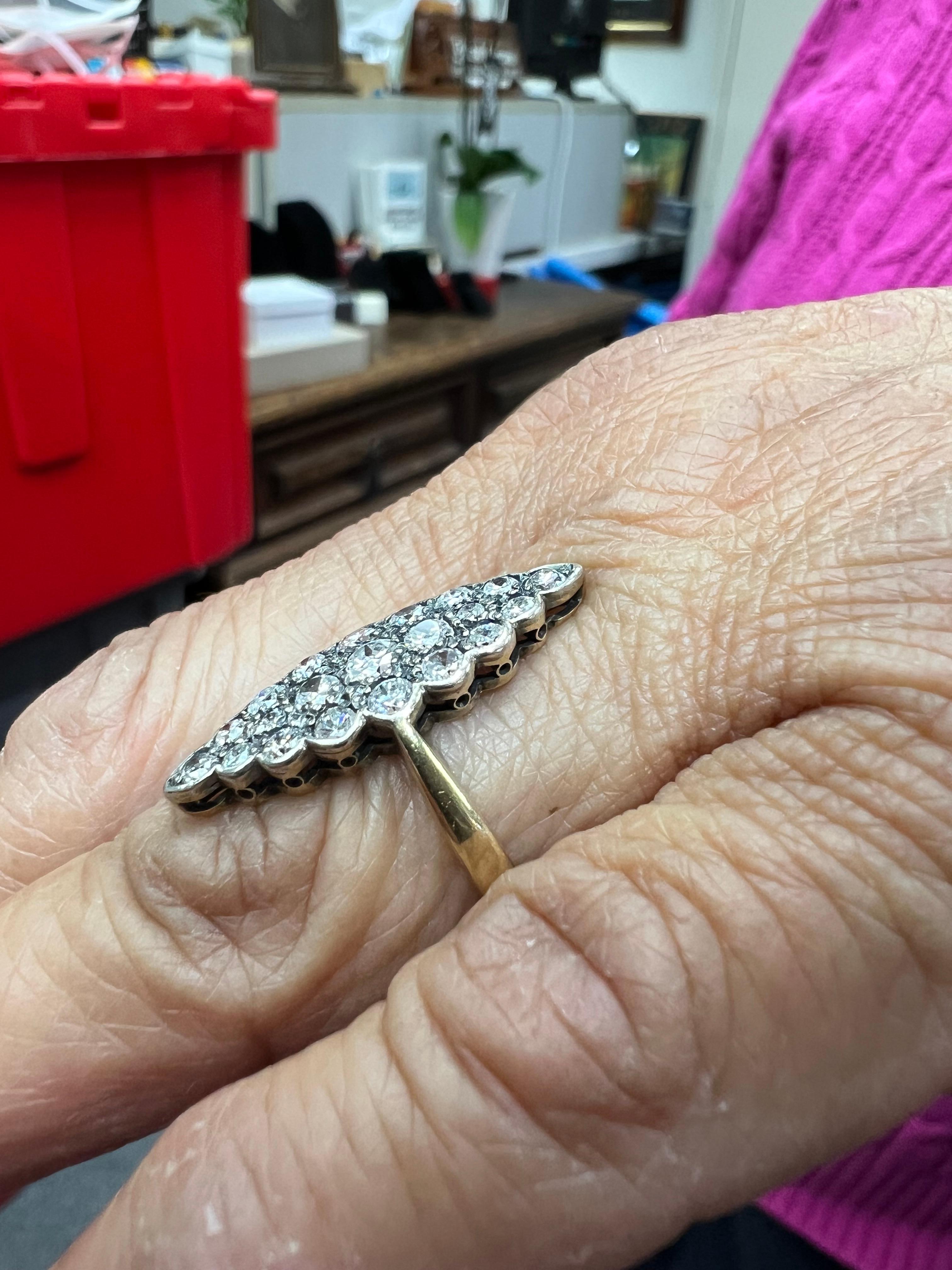 Vintage Navette Diamond Cluster Ring 3