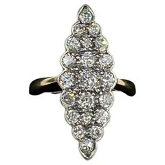 Vintage Navette Diamond Cluster Ring 