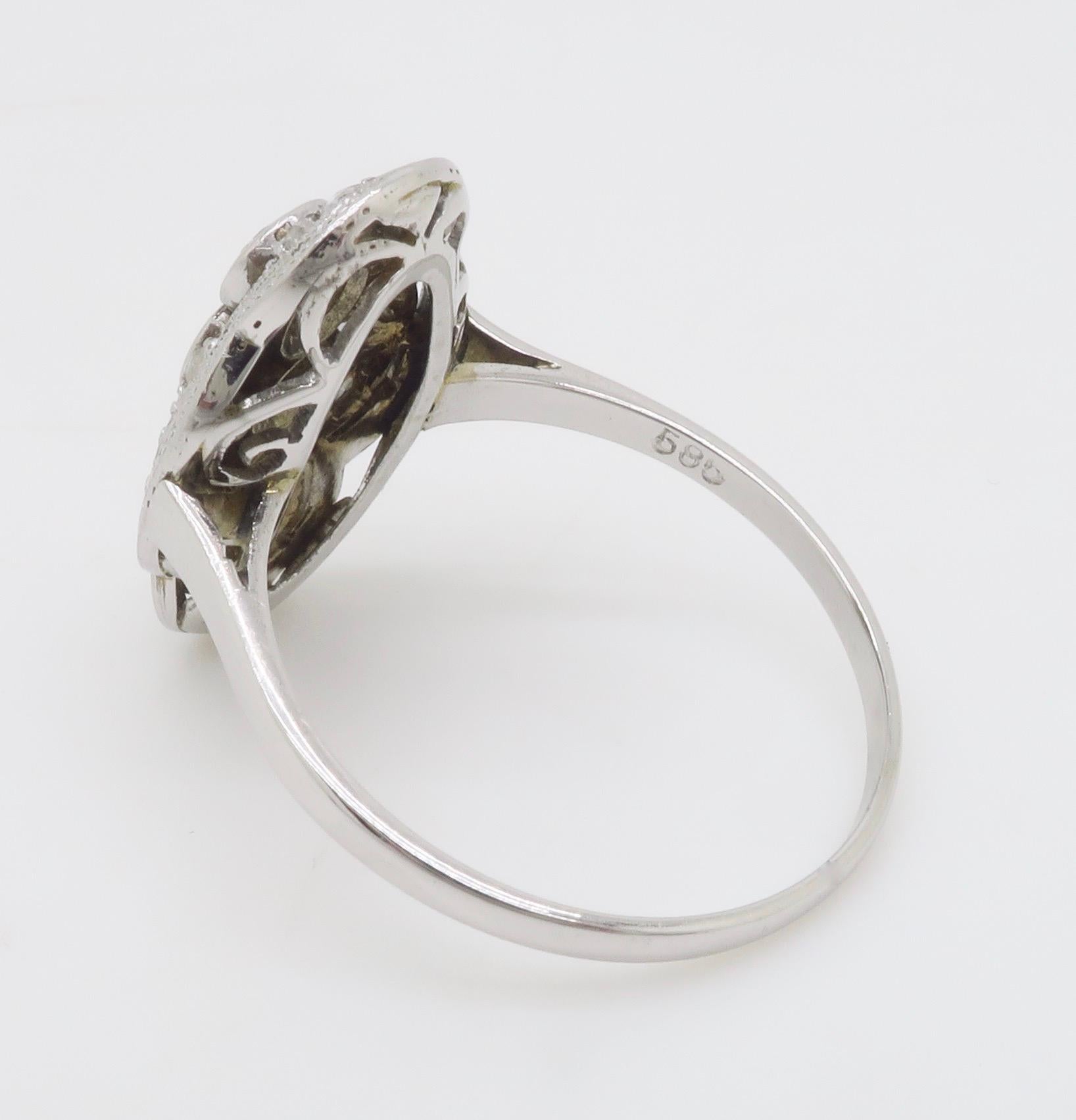 Vintage Navette Style Diamond Ring For Sale 6