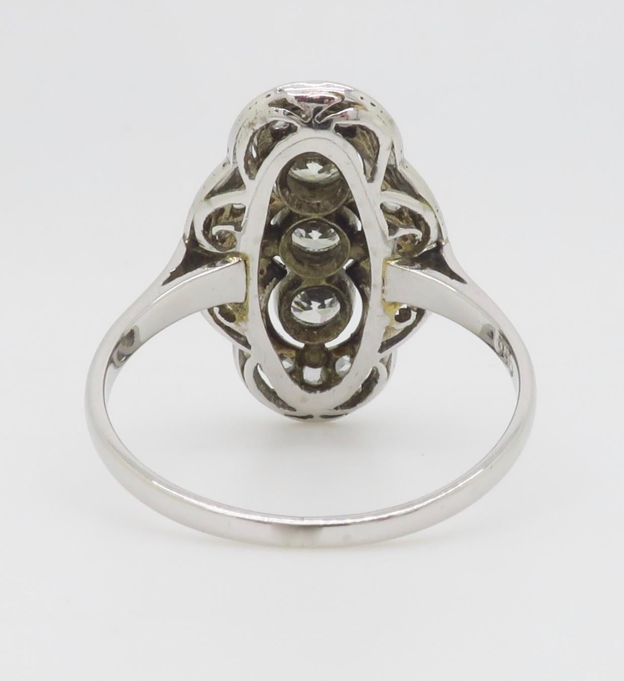Vintage Navette Style Diamond Ring For Sale 7
