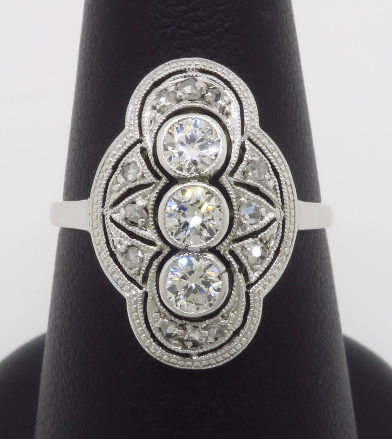 Vintage Navette Style Diamond Ring For Sale 1