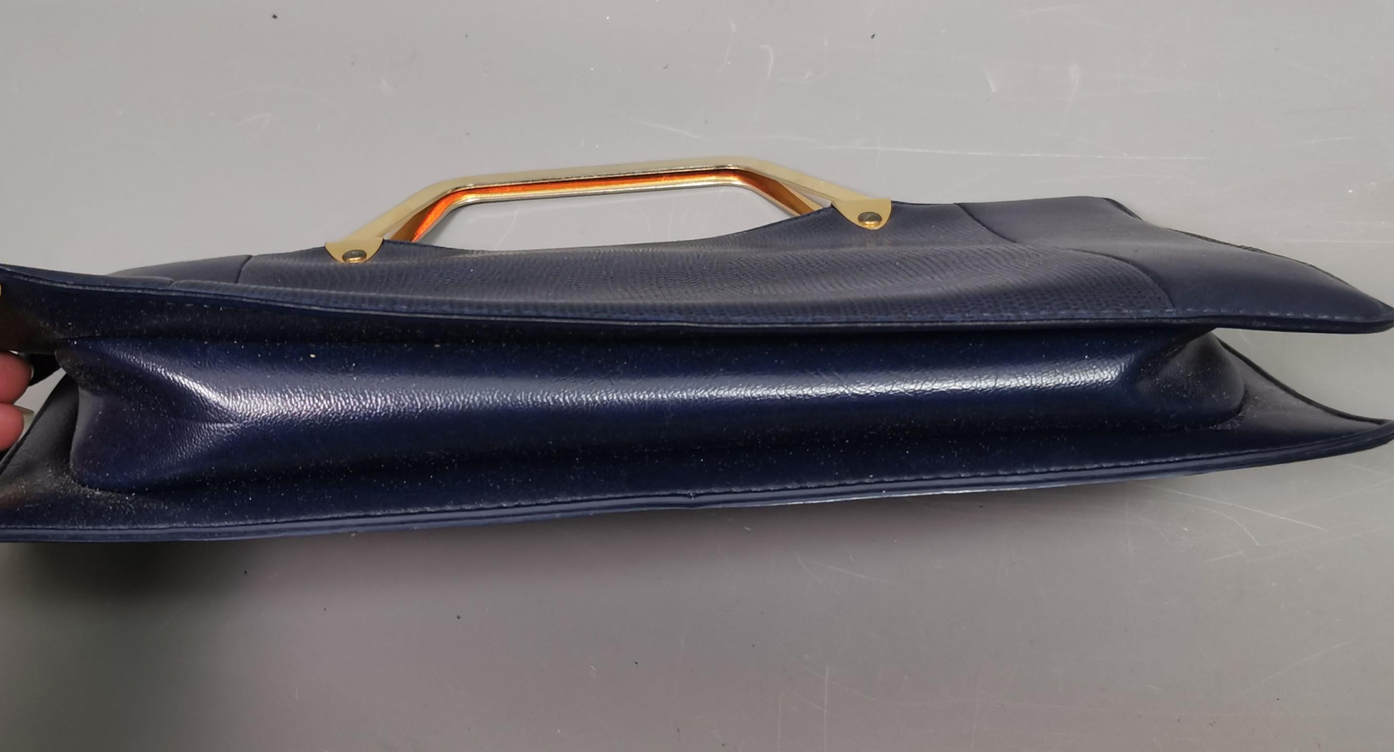 Vintage Navy and Gold faux snakeskin handbag  4