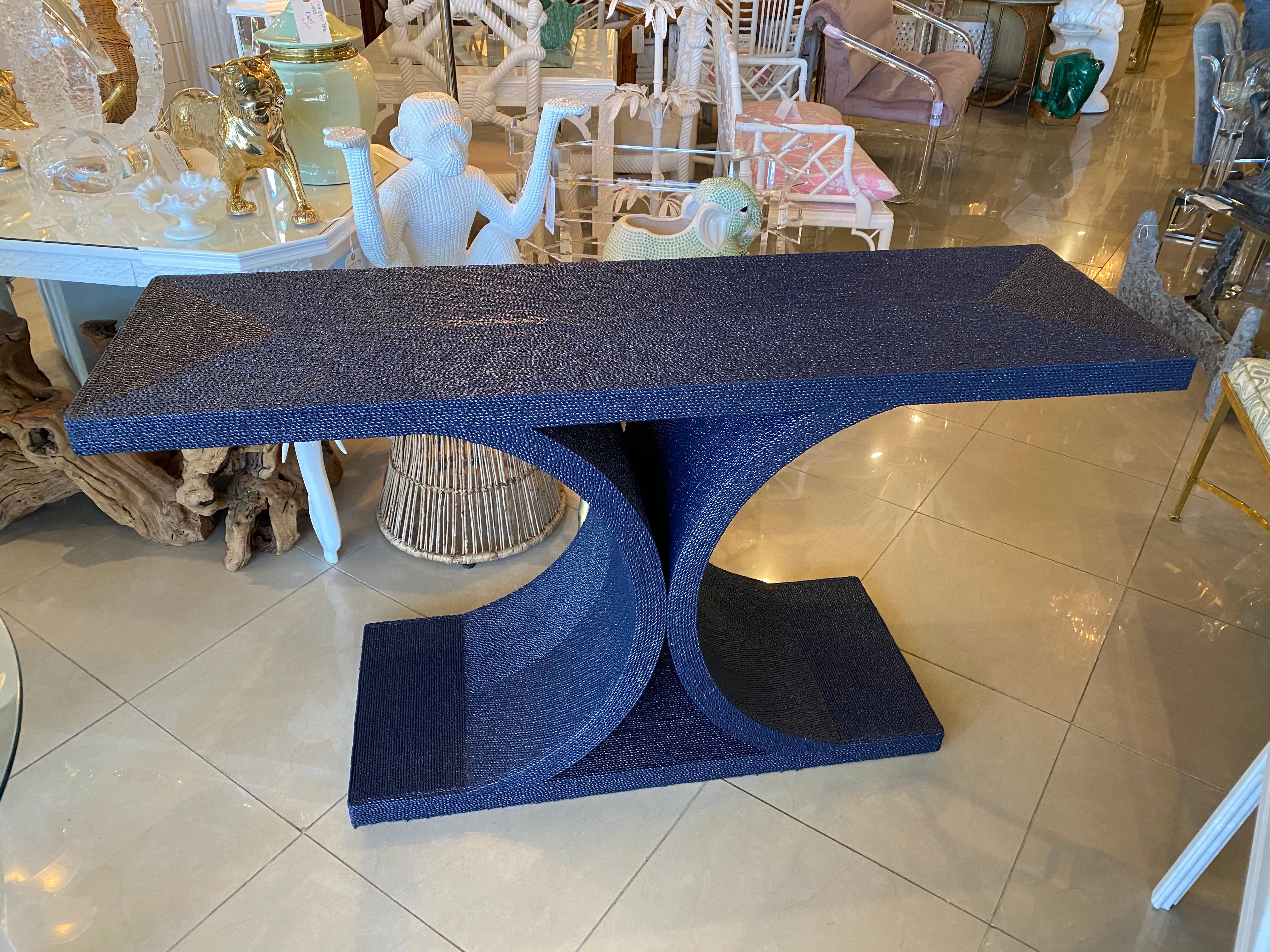 navy console table