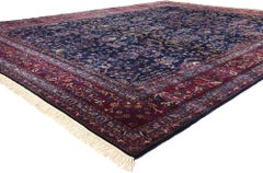 Vintage Navy Blue Persian Kerman Carpet, 11'09 x 15'05