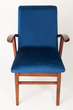 Poltrona vintage in velluto blu navy, anni '60