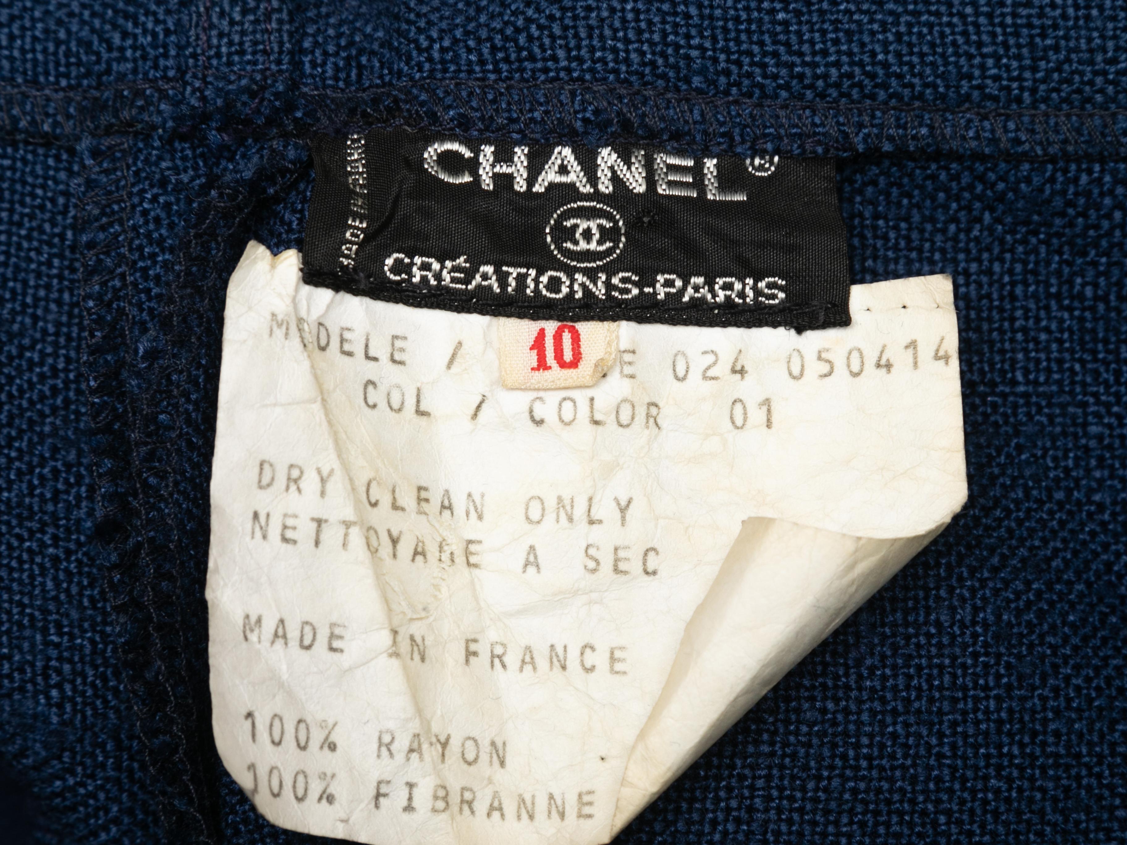 Vintage Marineblaue Chanel Creations plissierte Vintage-Hose Größe US 10 Damen im Angebot