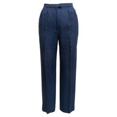 Pantalon plissé Chanel Creations vintage bleu marine, taille US 10