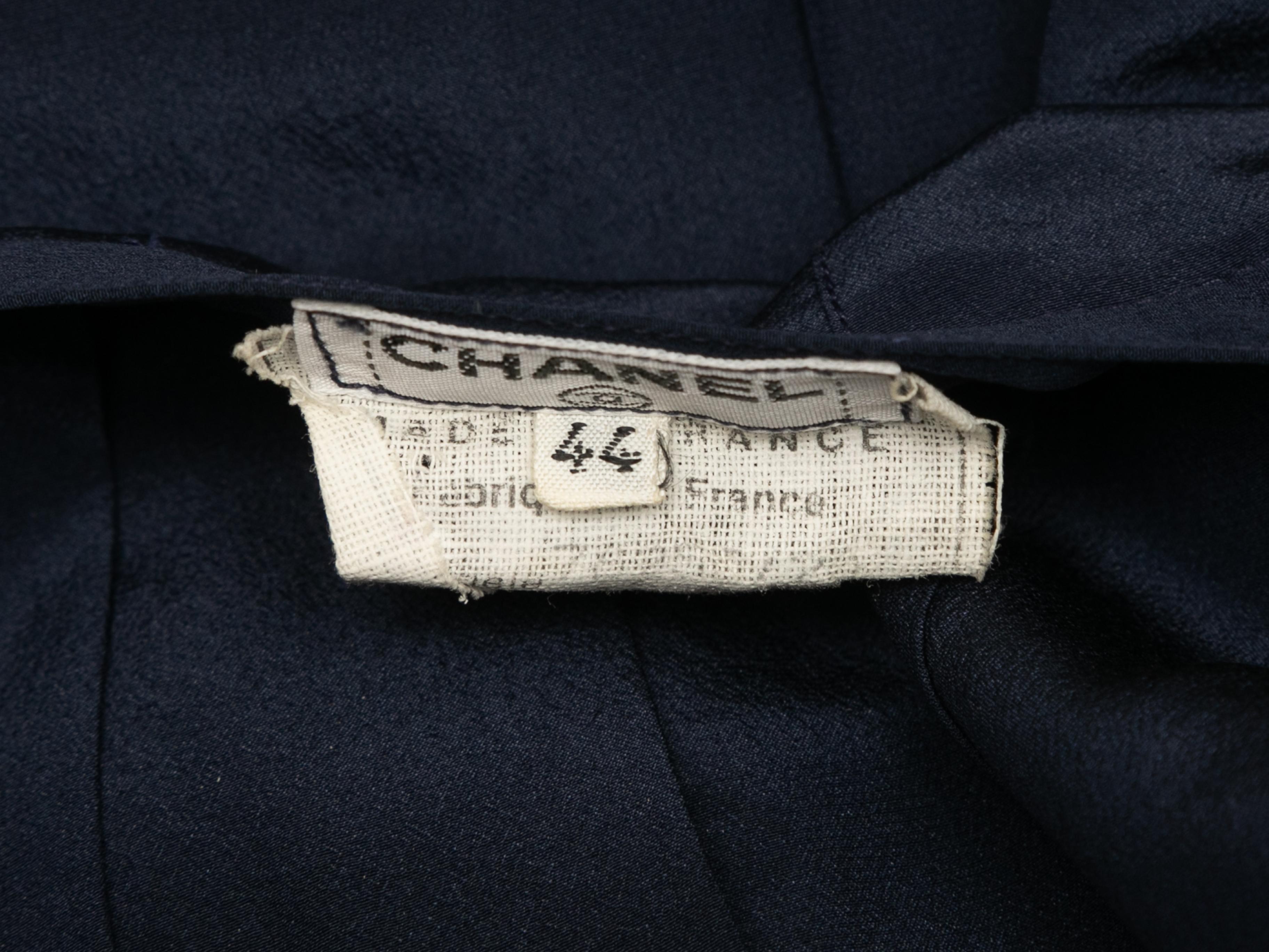 Vintage Navy Chanel Silk Maxi Skirt Size FR 44 For Sale 1
