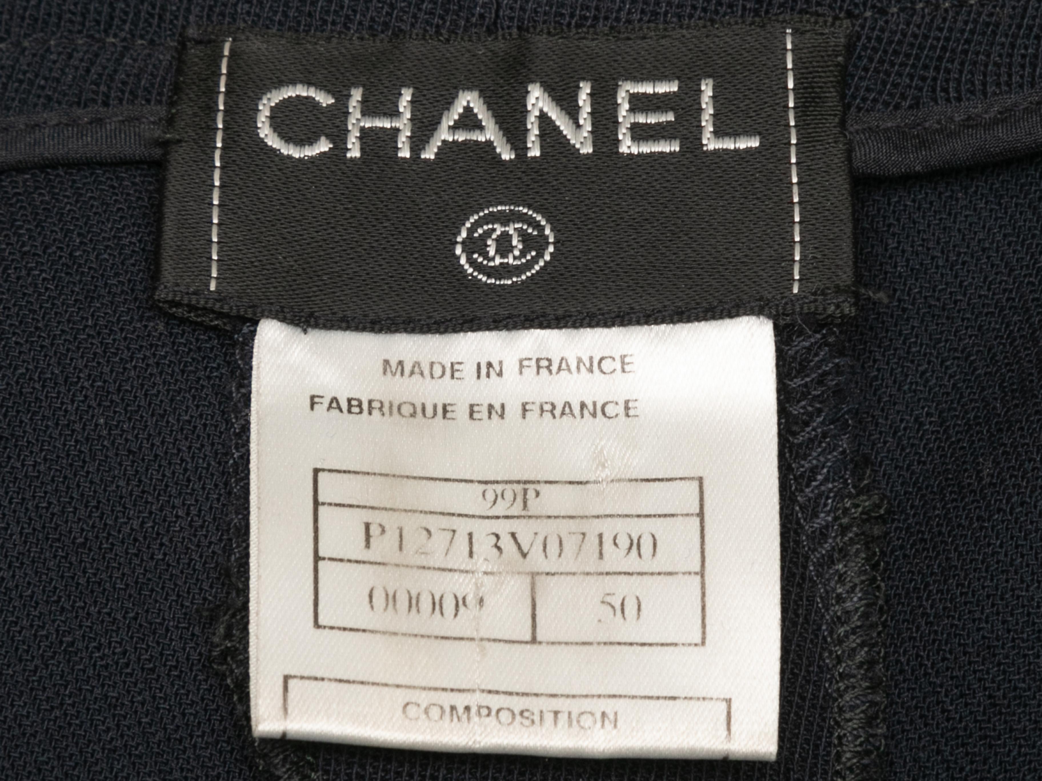 Vintage Marineblaue Chanel Frühjahr/Sommer 1999 Wollhose Größe FR 50 im Angebot 1