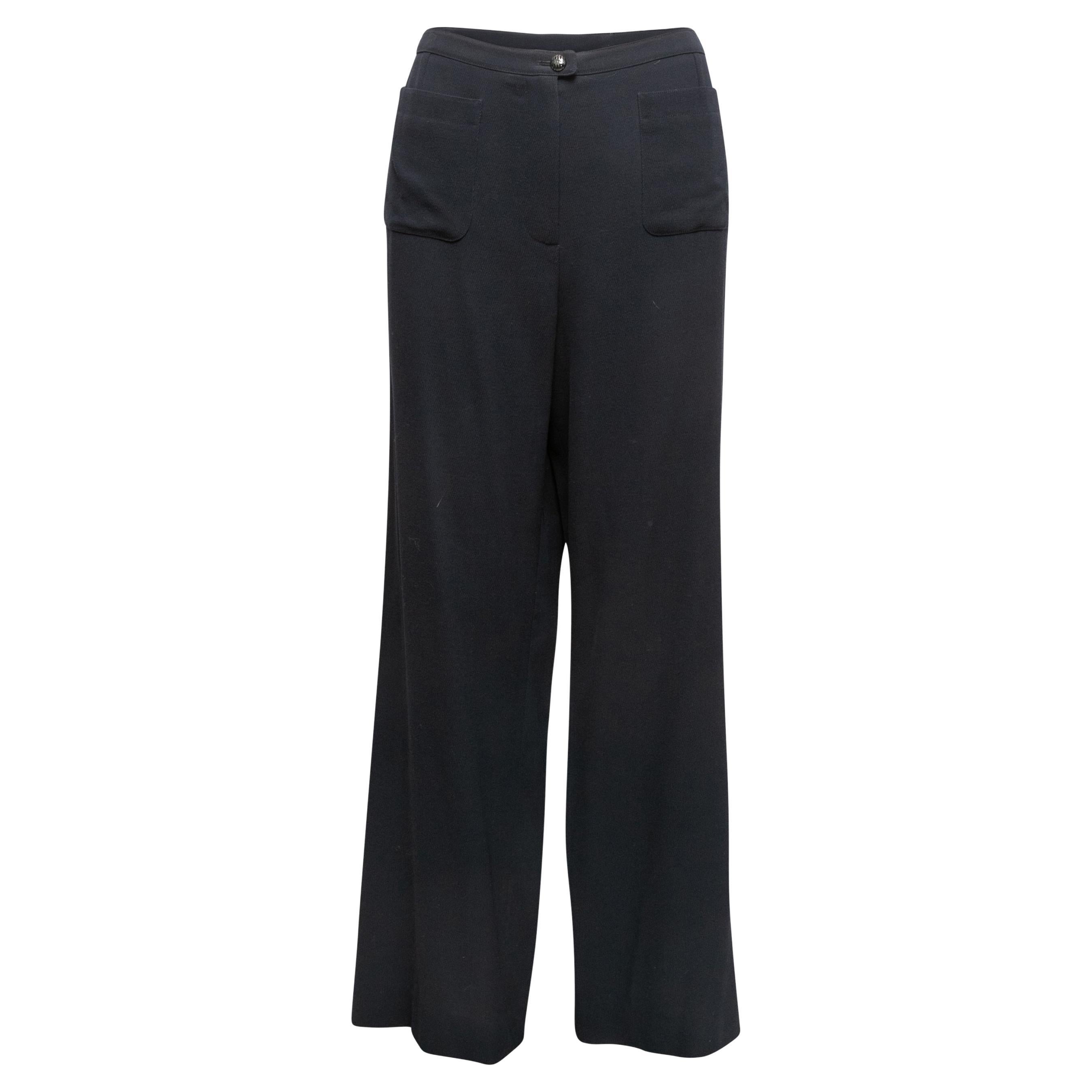 Vintage Navy Chanel Spring/Summer 1999 Wool Trousers Size FR 50 For Sale
