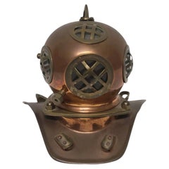 Vintage Navy Copper Diving Helmet Sculpture