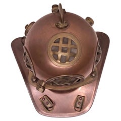 Vintage Navy Copper Diving Helmet Sculpture
