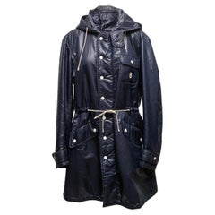 Vintage Marineblaue Courreges- Nylonjacke mit Kapuze 1970er Jahre Größe US M/L