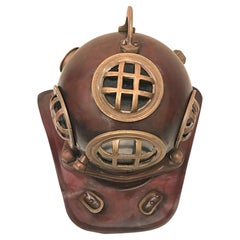 Vintage Navy Diving Helmet Sculptural Figure Patinated Bronze & Brass