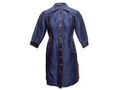 Vintage Navy Gianni Versace Jacquard Button-Up Dress