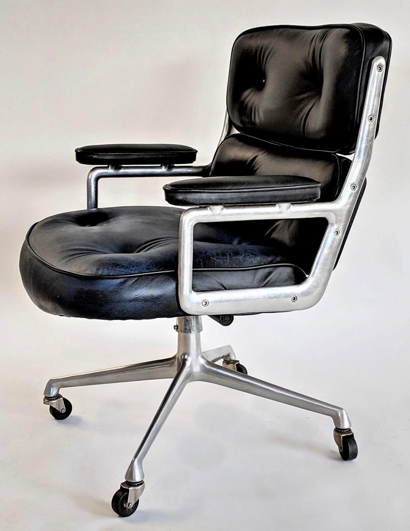 American Vintage Navy Leather Eames Time Life Chair