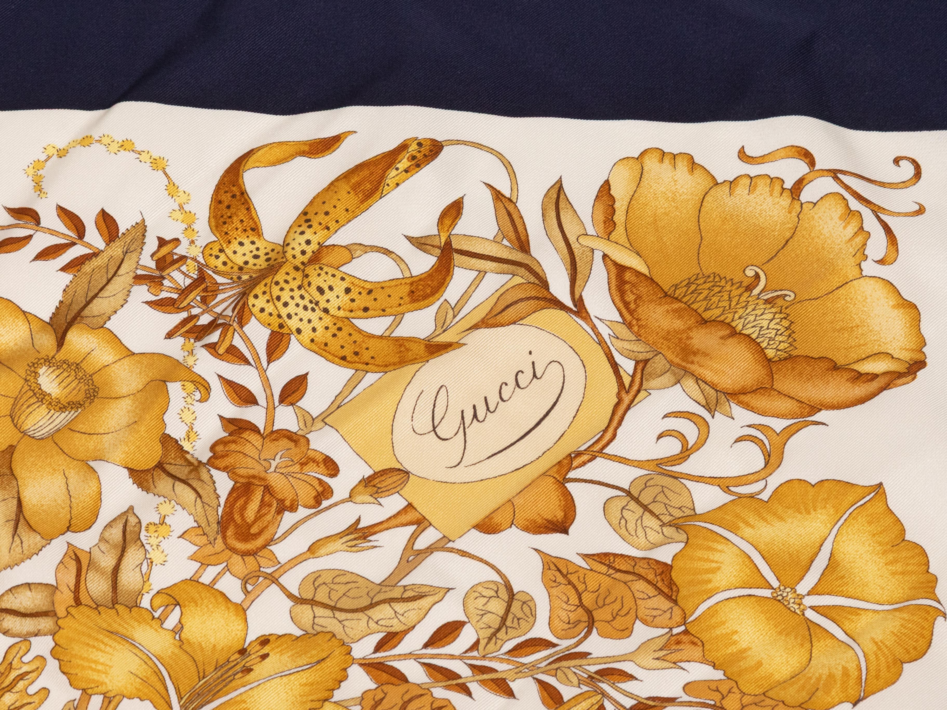 Pañuelo vintage de seda con estampado floral azul marino y multicolor de Gucci. 33,75