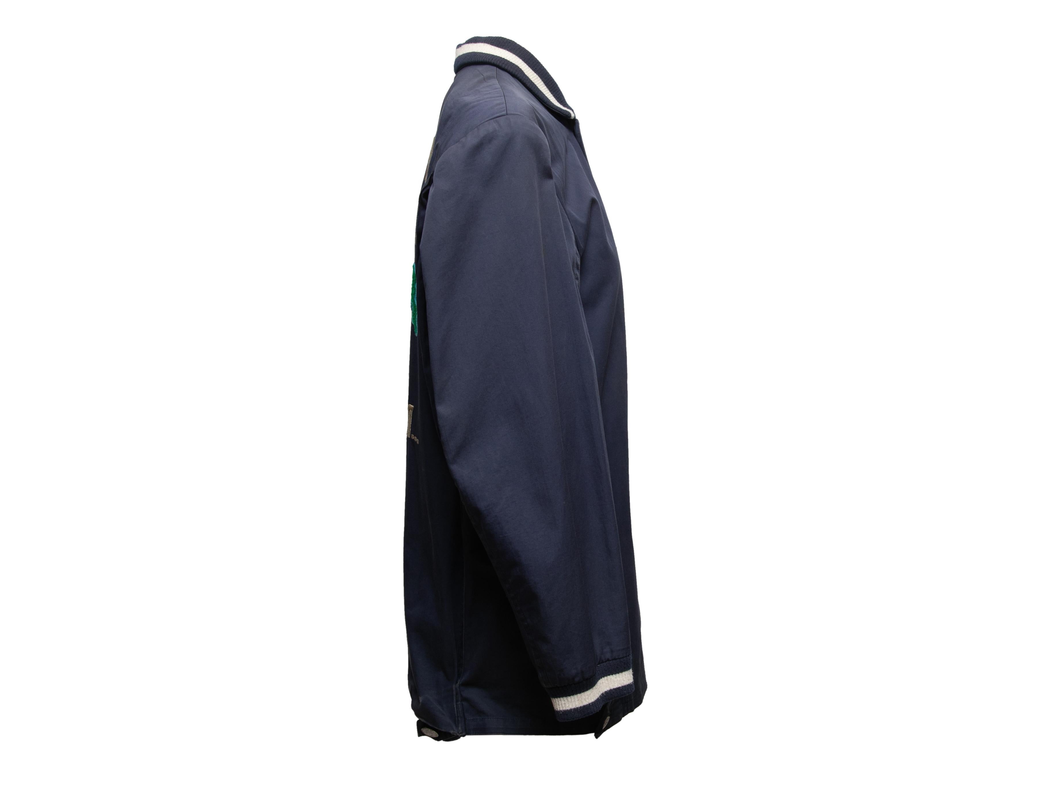 Women's Vintage Navy & Multicolor Kansai Yamamoto Patch-Embellished Jacket Size US M
