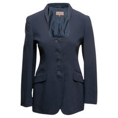 Vintage Navy Romeo Gigli Wolle Scoop Neck Blazer Größe IT 40