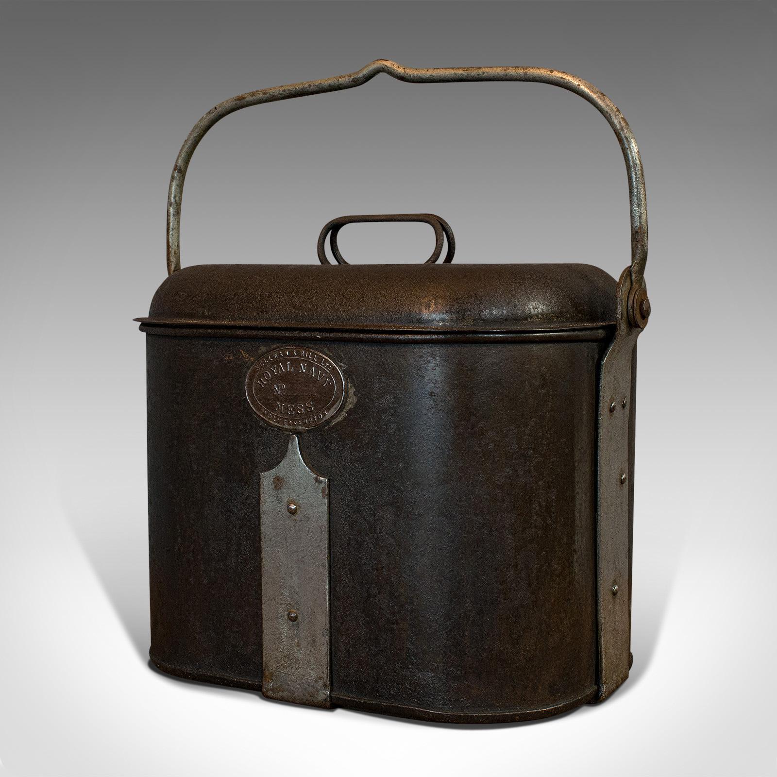 Vintage Navy Rum Kettle, English, Steel, Mess Fanny, Sellman and Hill circa 1950 In Good Condition In Hele, Devon, GB