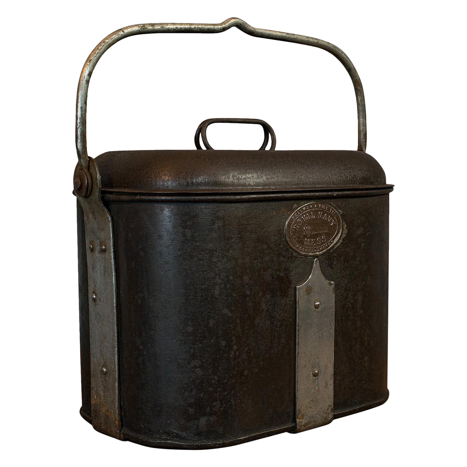 Vintage Navy Rum Kettle, English, Steel, Mess Fanny, Sellman and Hill circa 1950