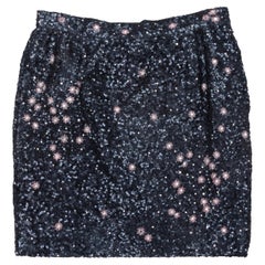 Vintage Navy Valentino Boutique Sequined Starburst Mini Skirt Size US 10