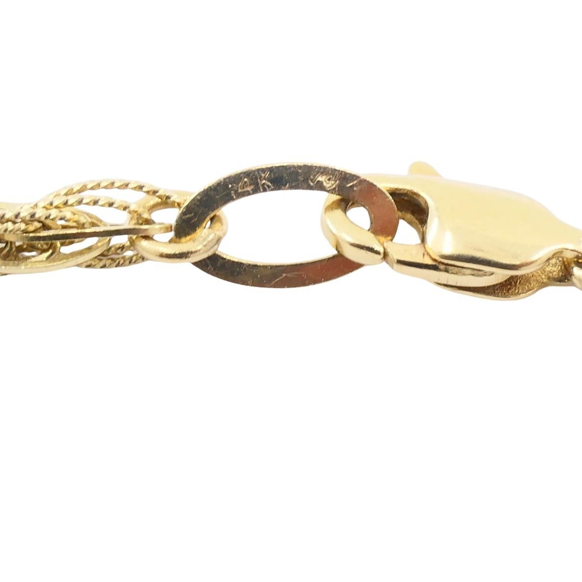 Collana vintage in oro 14k con ciondolo di diamanti e citrino con catena a spirale in vendita 1