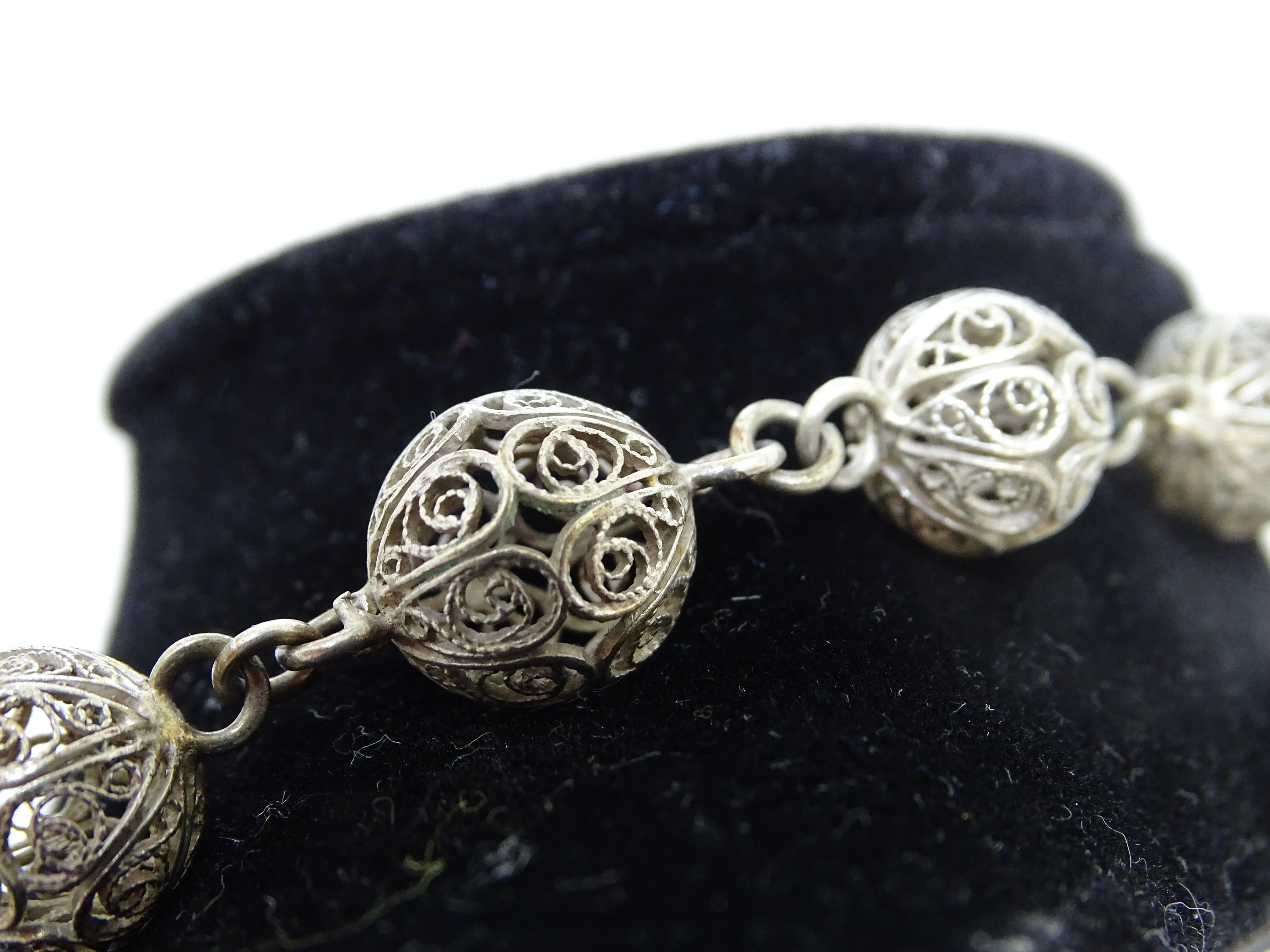 Collana vintage di sfere in filigrana in argento sterling in vendita 9
