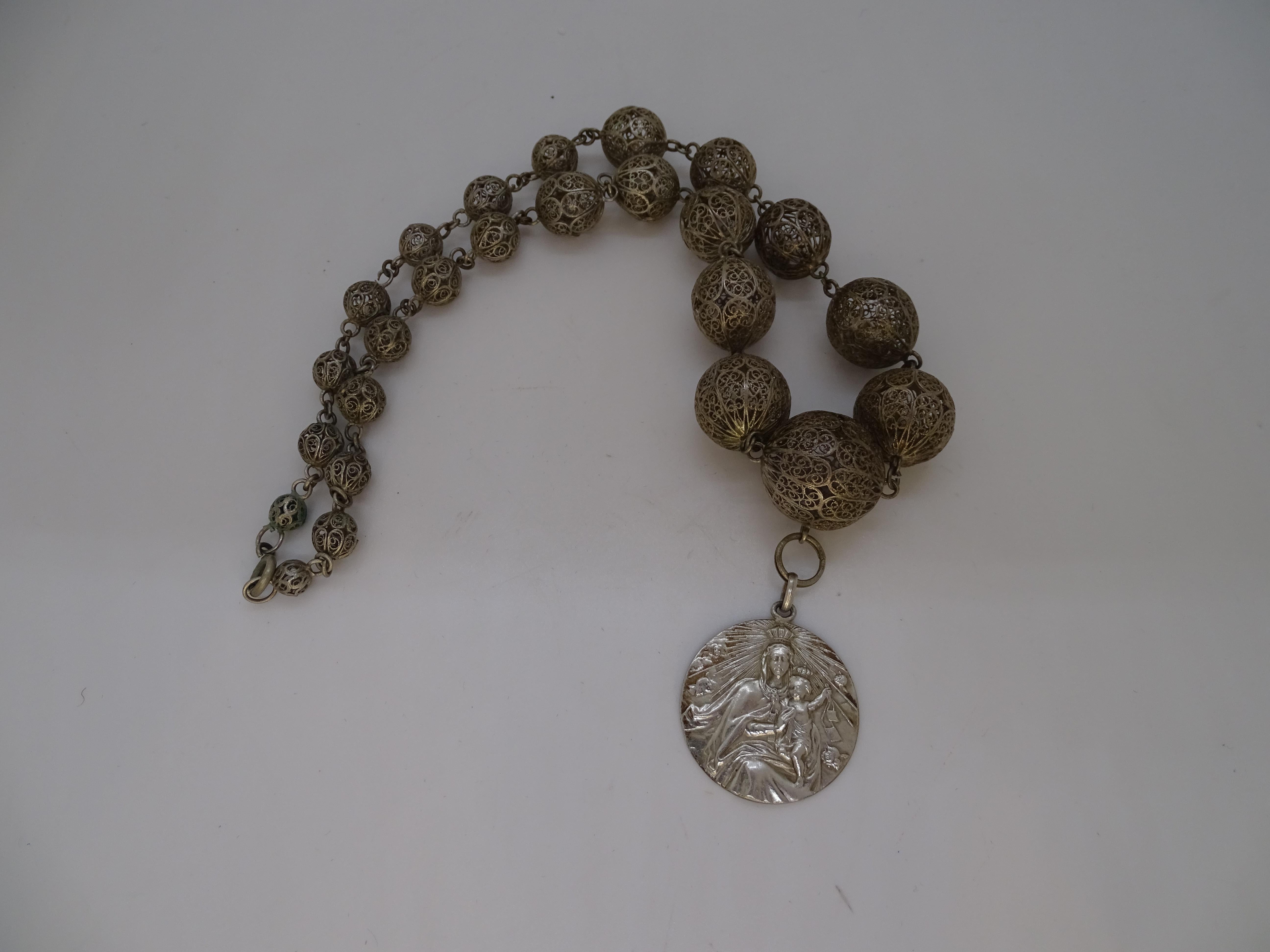 Collana vintage di sfere in filigrana in argento sterling in vendita 11